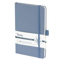 TEREA, a5 notebook, cover is made of reclaimed bio material and paper, blue