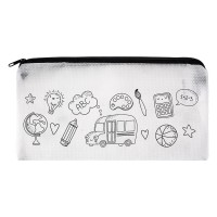 KINDER, pencil case with crayons, white