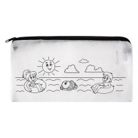KINDER, pencil case with crayons, white