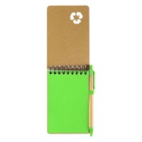 GREEN, notebook with pen, kiwi