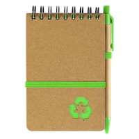 GREEN, notebook with pen, kiwi