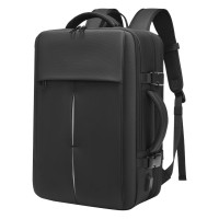 COMPACT, travel backpack with compression bag and pump, black