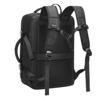 COMPACT, travel backpack with compression bag and pump, black