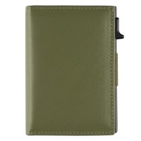 ARKON, genuine leather card holder with rfid protection, olive
