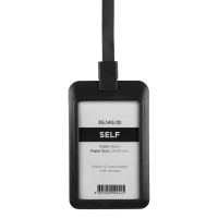 SELF, lanyard id holder, black