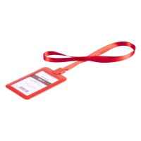 SELF, lanyard id holder, red