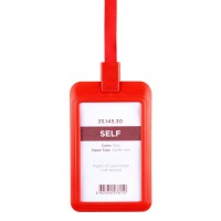 SELF, lanyard id holder, red