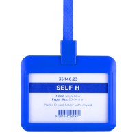 SELF H, lanyard id holder, royal blue
