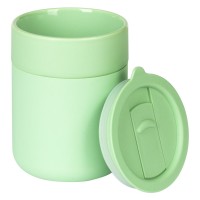 JONA, stoneware mug with silicone cover, 340 ml, pastel green