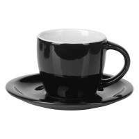 MOMENTO C, fine stoneware cappuccino cup and saucer, 150 ml, black