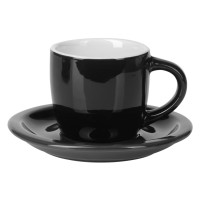 MOMENTO C MINI, fine stoneware espresso cup and saucer, 100 ml, black