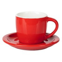 MOMENTO C MINI, fine stoneware espresso cup and saucer, 100 ml, red