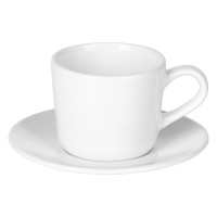 MILL, fine stoneware cappuccino cup and saucer, 180 ml, white