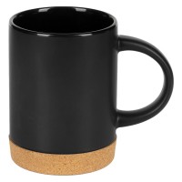 JAVA, stoneware mug with cork bottom, 400 ml, black