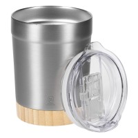 ASTRID, vacuum insulated mug with bamboo bottom, 300 ml, silver