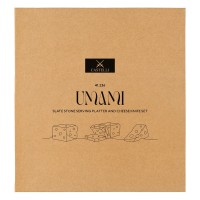 UMAMI, slate stone serving platter and cheese knife with wooden handle, 2/1, brown