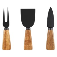 ANTIPASTI, wooden chopping board and cheese knives with wooden handles, 4/1, brown