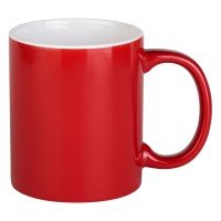 BARTON, stoneware mug, 325 ml, red-white