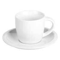 MOMENTO, fine stoneware cappuccino cup and saucer, 150 ml, white