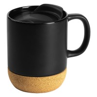 CORTADO, stoneware mug with cork bottom, 400 ml, black