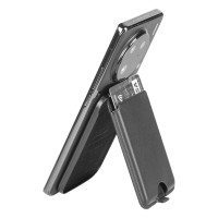 STATIC, magnetic card holder and mobile phone stand, black