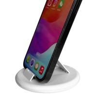 STOCK, plastic box with adapters and mobile phone stand, white