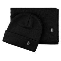 NORDIC SET, winter cap and scarf, black