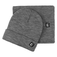 NORDIC SET, winter cap and scarf, gray