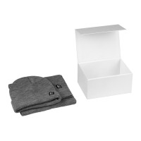 NORDIC SET, winter cap and scarf, gray