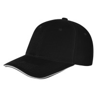 RUNNER, cap with 6 panels, sandwich sun shade, metal buckle back closure, black