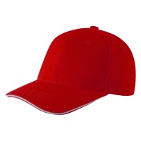 SPRINT, cap with 6 panels, sandwich sun shade, velcro back closure, red