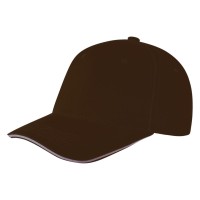 SPRINT, cap with 6 panels, sandwich sun shade, velcro back closure, brown