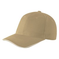 SPRINT, cap with 6 panels, sandwich sun shade, velcro back closure, beige