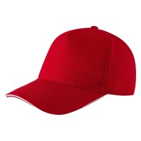 BASEBALL, cap with 5 panels, velcro back closure, red