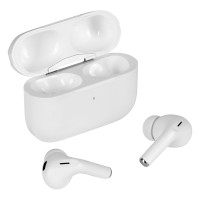 META, wireless stereo earbuds with wireless charging option, white