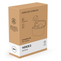 VOICE 2, wireless stereo earbuds, white