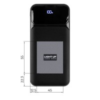 CONNECTOR LED, light up power bank, 10.000 mah, black