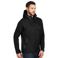 BLACK PEAK, softshell jacket, fully zippered with hood, black