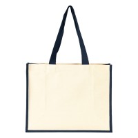 TAHITI, jute and cotton shopping bag, blue