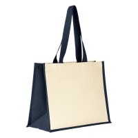 TAHITI, jute and cotton shopping bag, blue