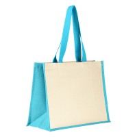 TAHITI, jute and cotton shopping bag, turquoise