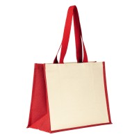 TAHITI, jute and cotton shopping bag, red