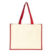 TAHITI, jute and cotton shopping bag, red