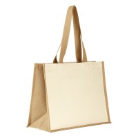 TAHITI, jute and cotton shopping bag, beige