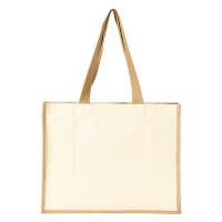TAHITI, jute and cotton shopping bag, beige