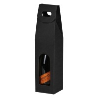 BOTTLE, 3-layer self-assembling gift box for single bottle, black