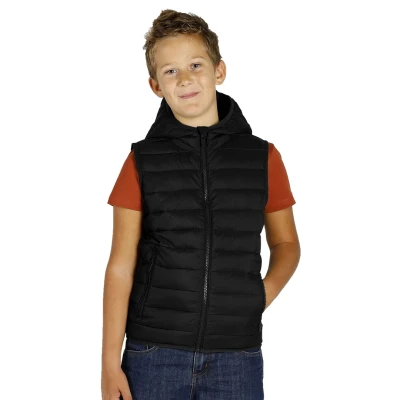 LIBERTY HOOD VEST KID, Kinder-Weste mit Kapuze, Schwarz