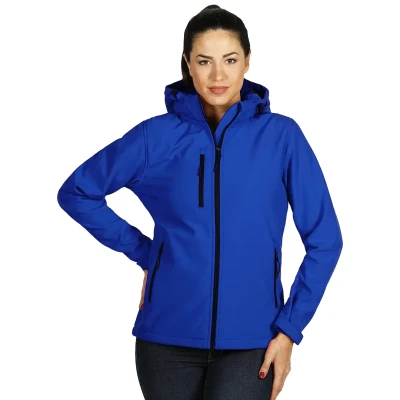 PROTECT WOMEN, Damen SoftshellJacke mit abnehmbarer Kapuze, Königsblau