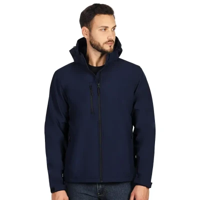 PROTECT MEN, softshell jacket with detachable hood, blue