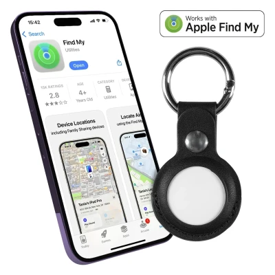 LOCATEPRO, Find-My-Schlüsselanhänger mit Ortungsfunktion, Schwarz